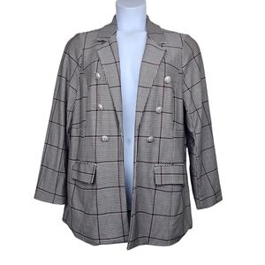 Torrid Womens Stella Chateau Grey Plaid Ponte Double Breasted Blazer Size 1X